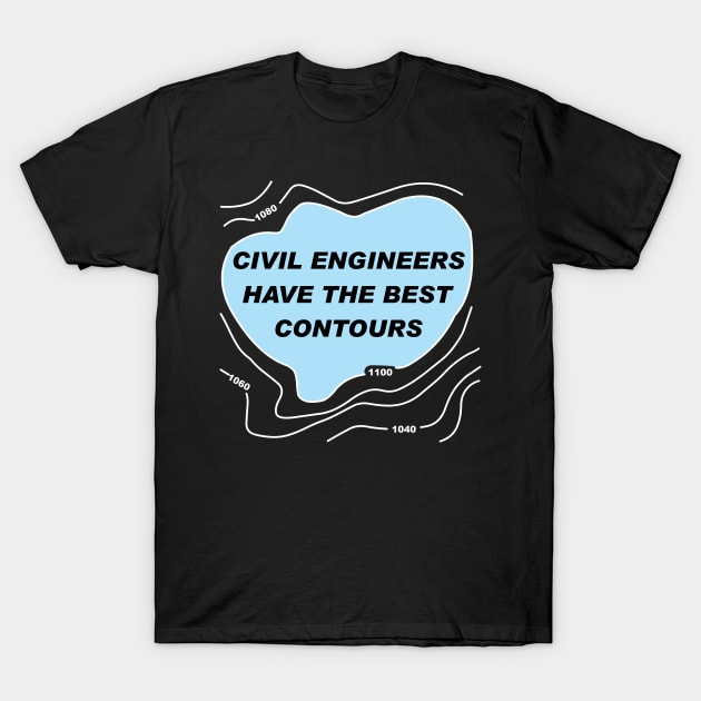 Civil Engineer Blue Contours White Lines T-Shirt by Barthol Graphics